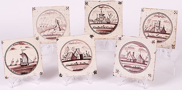 Delft Tiles Dutch six Delft tiles