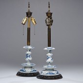 Delftware Candlestick Lamps Du