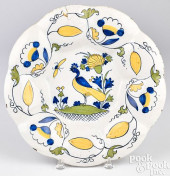 DELFTWARE LOBED PEACOCK DISH,