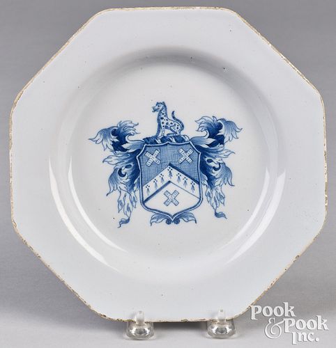 DELFTWARE OCTAGONAL ARMORIAL PLATE,