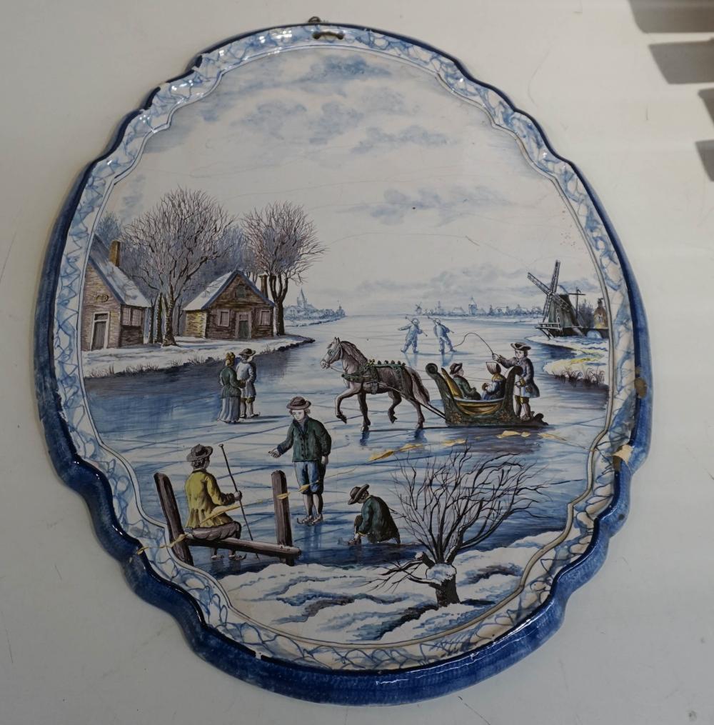 DELFTWARE PAINTED 'WINTER ESTUARY
