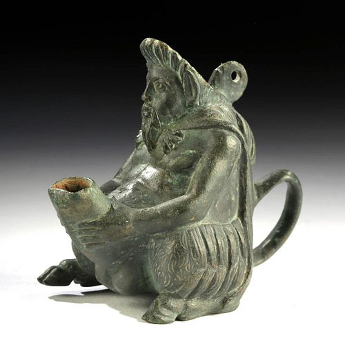DELIGHTFUL ROMAN BRONZE OIL LAMP