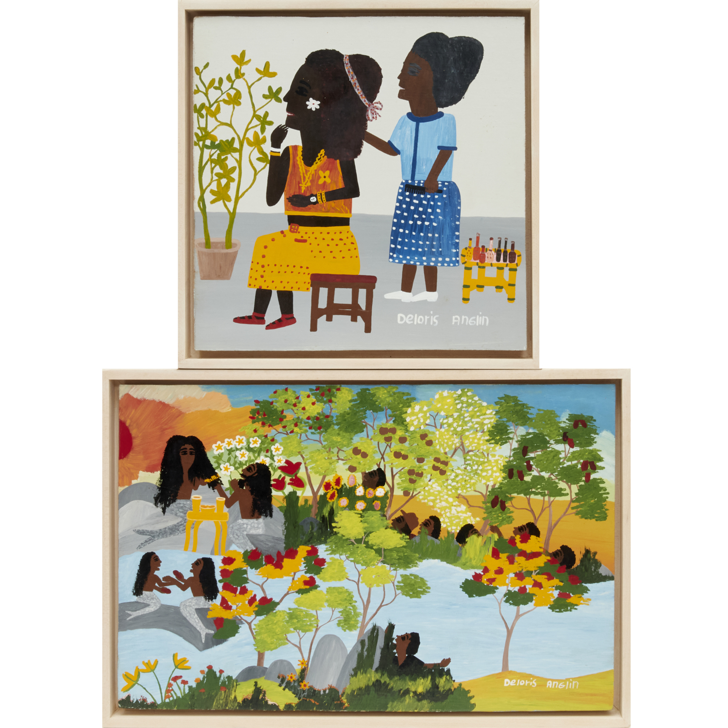 DELORIS ANGLIN, (2) OIL ON BOARD