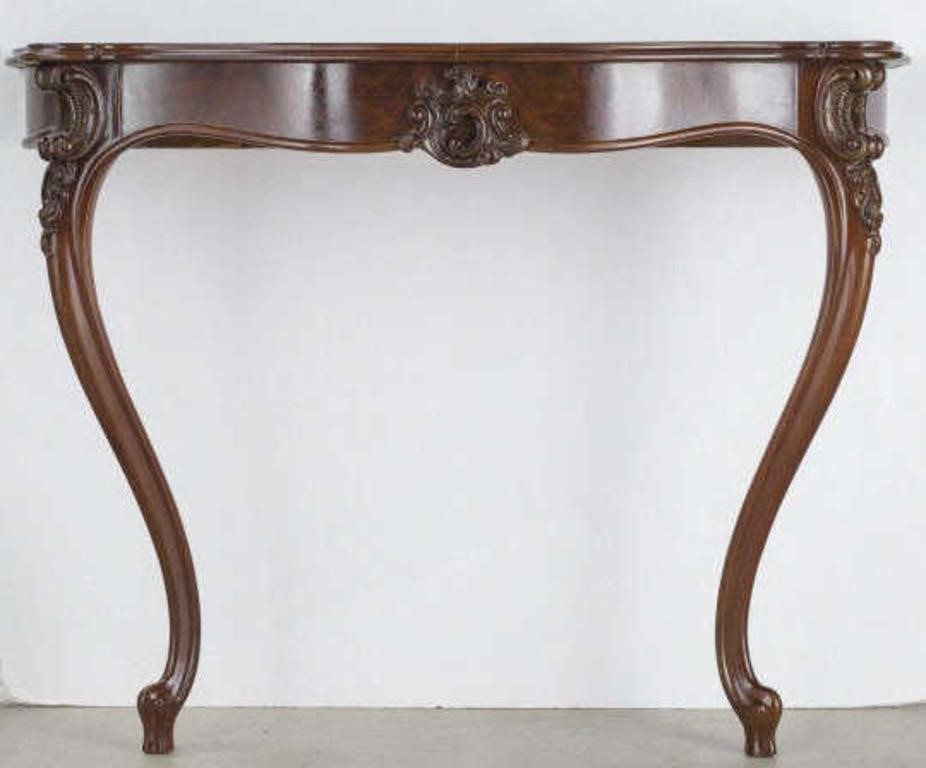 DEMI-LUNE MAHOGANY CONSOLE TABLEA