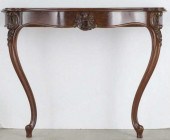DEMI-LUNE MAHOGANY CONSOLE TAB