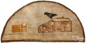 DEMILUNE HOOKED RUG, EARLY 20T