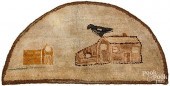 DEMILUNE HOOKED RUG, EARLY 20T