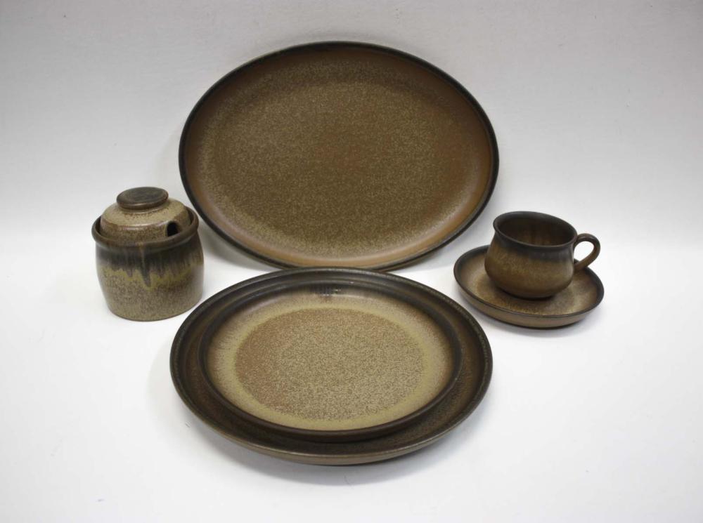 DENBY "ROMANY BROWN" STONEWARE SET,