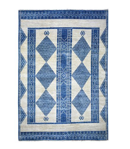 DENIM BLUE HAND KNOTTED WOOL