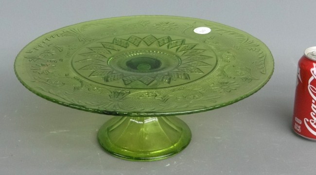 Depression glass cake stand.