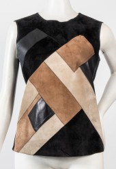 DEREK LAM PATCHWORK SUEDE & WO
