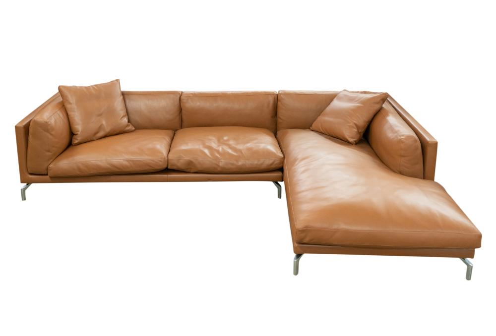 DESIGN WITHIN REACH BROWN LEATHER