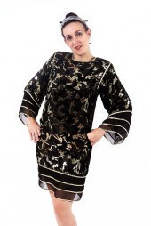 DESIGNER BLACK & GOLD DRESS: S