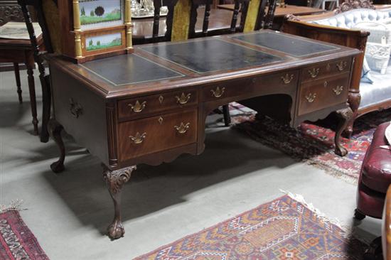 DESK AND CHAIR. Large faux