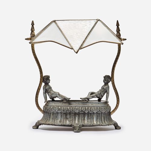 DESK LAMP WITH LEADED SHADE AND