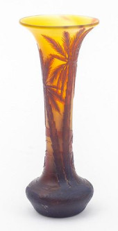 DEVEZ CAMEO GLASS VASE WITH PA