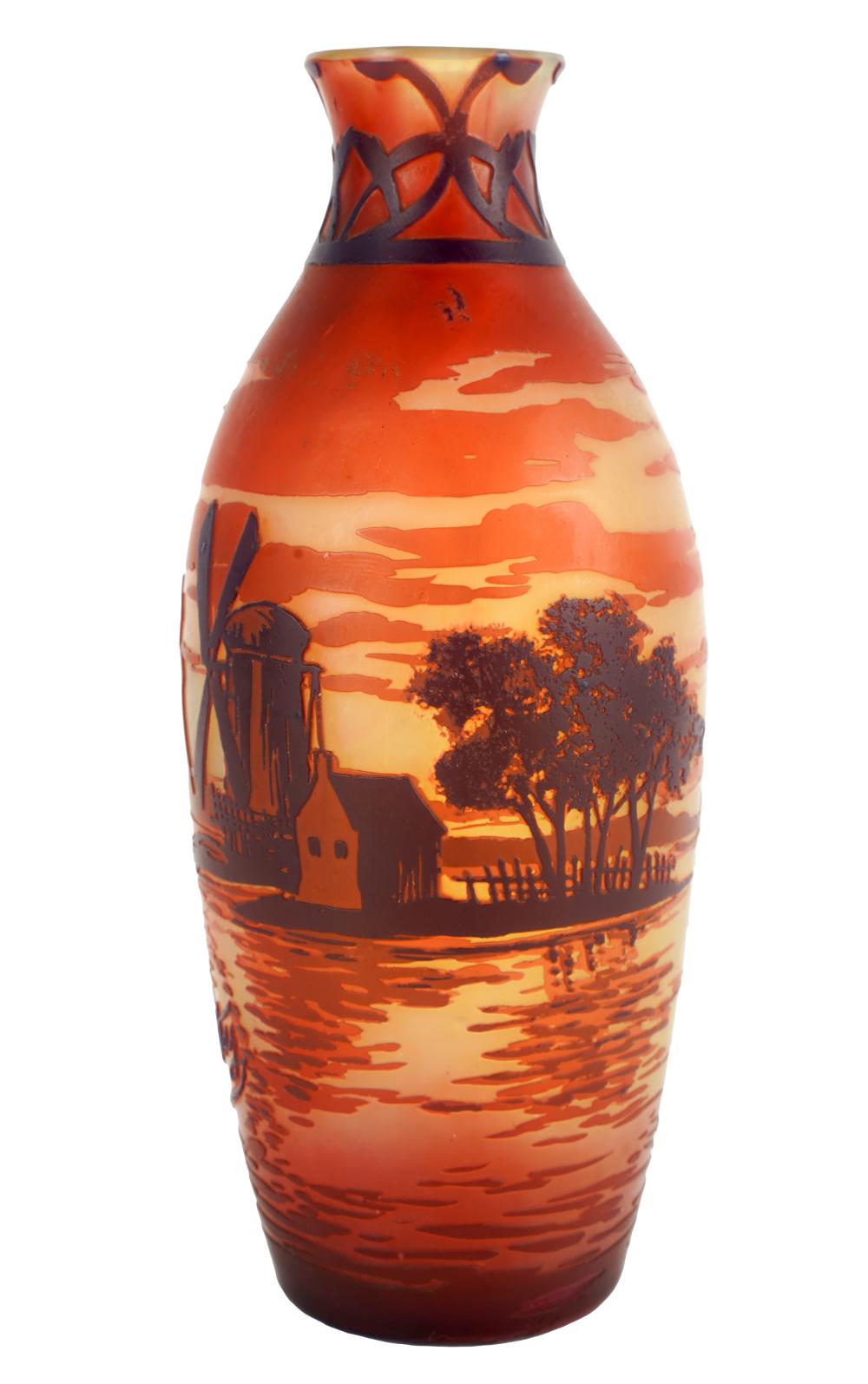 DEVEZ CAMEO GLASS VASEsigned in