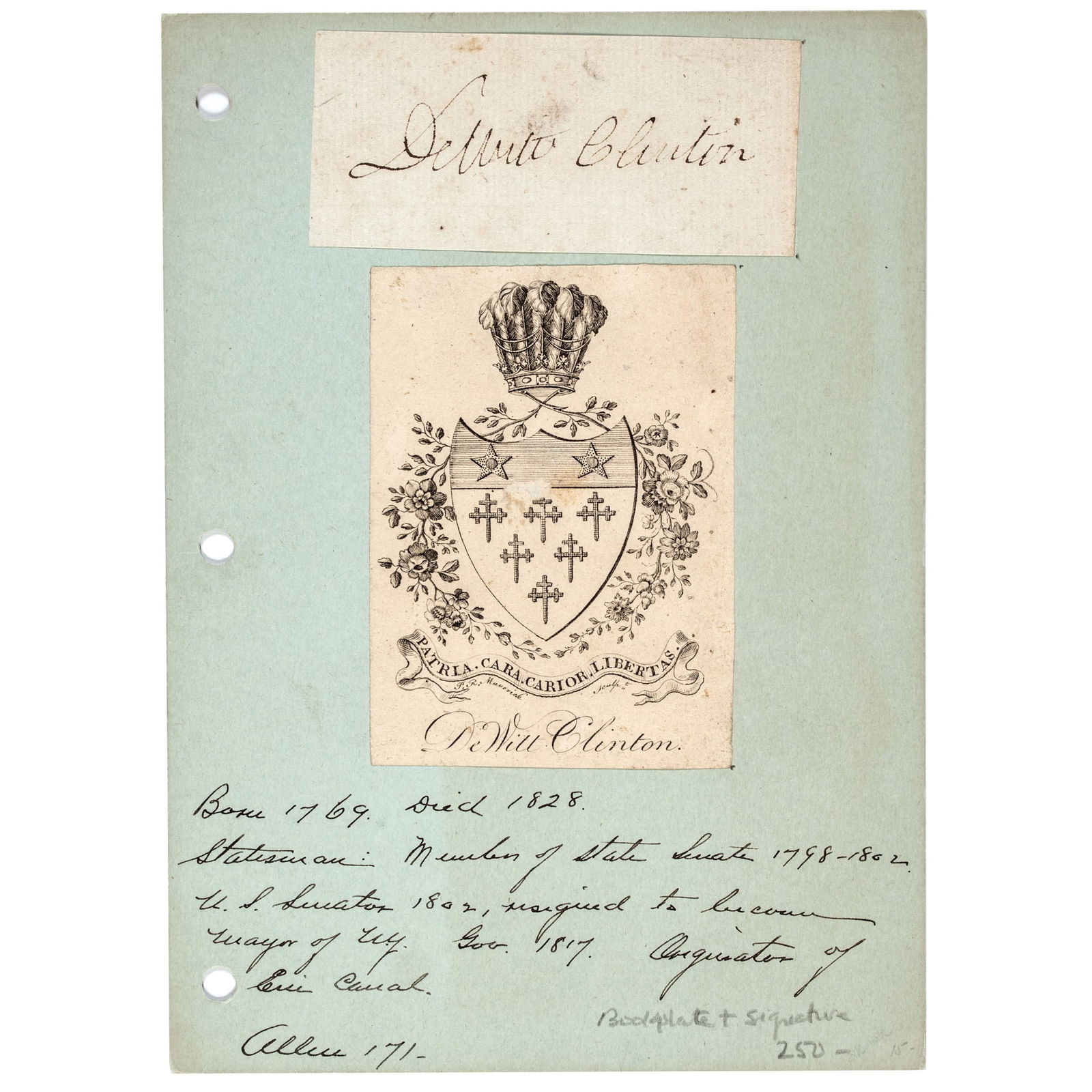 DEWITT CLINTON CLIPPED SIGNATURE