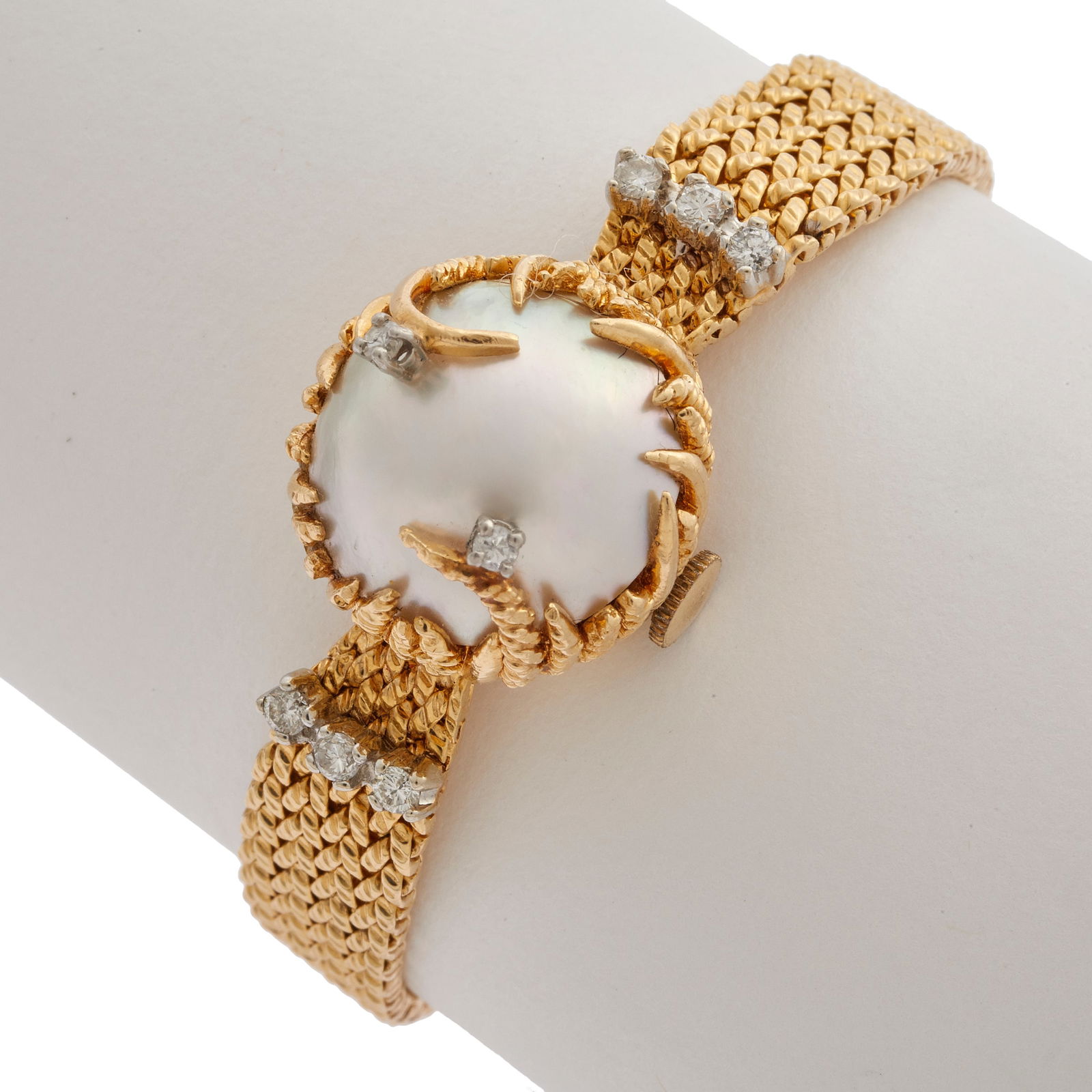 DEWITT DIAMOND, MABE PEARL, 14K