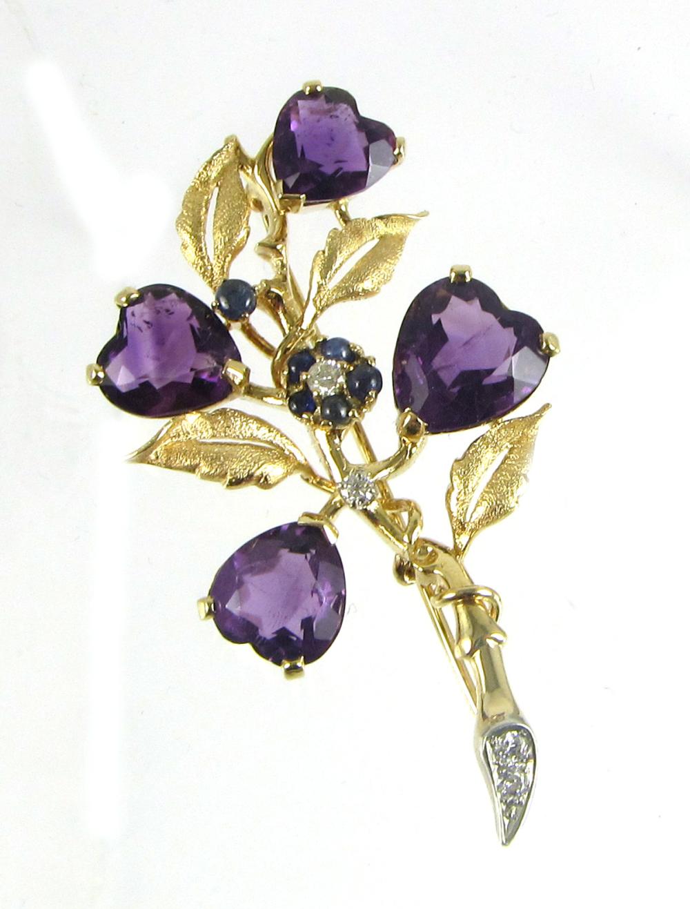 DIAMOND, AMETHYST & BLUE SAPPHIRE