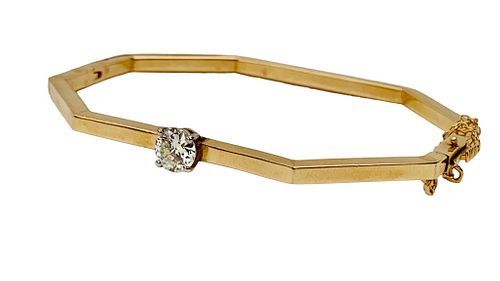 DIAMOND AND 14K BANGLE