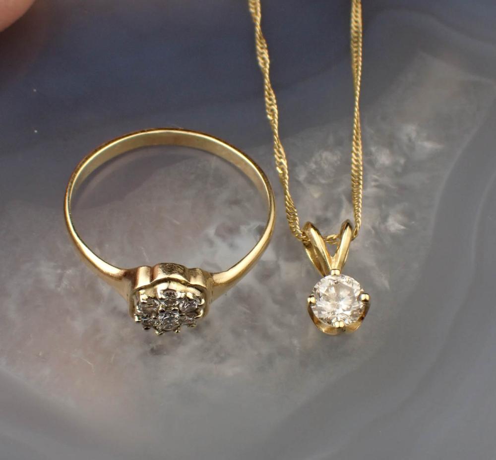 DIAMOND AND FOURTEEN KARAT GOLD