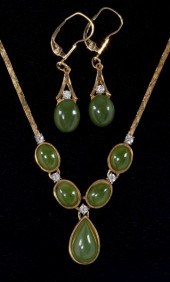 Diamond and Jade Necklace and