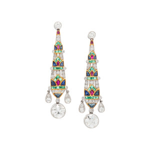 DIAMOND AND MULTIGEM EARRINGS Two