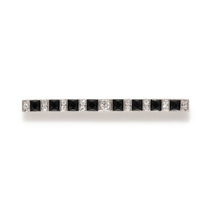 DIAMOND AND ONYX BAR BROOCH