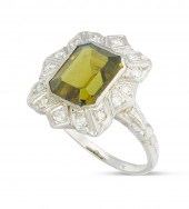 DIAMOND AND PERIDOT 18KT WHITE