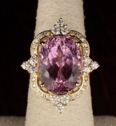 DIAMOND AND PINK KUNZITE RINGD