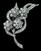 Diamond and platinum brooch, f