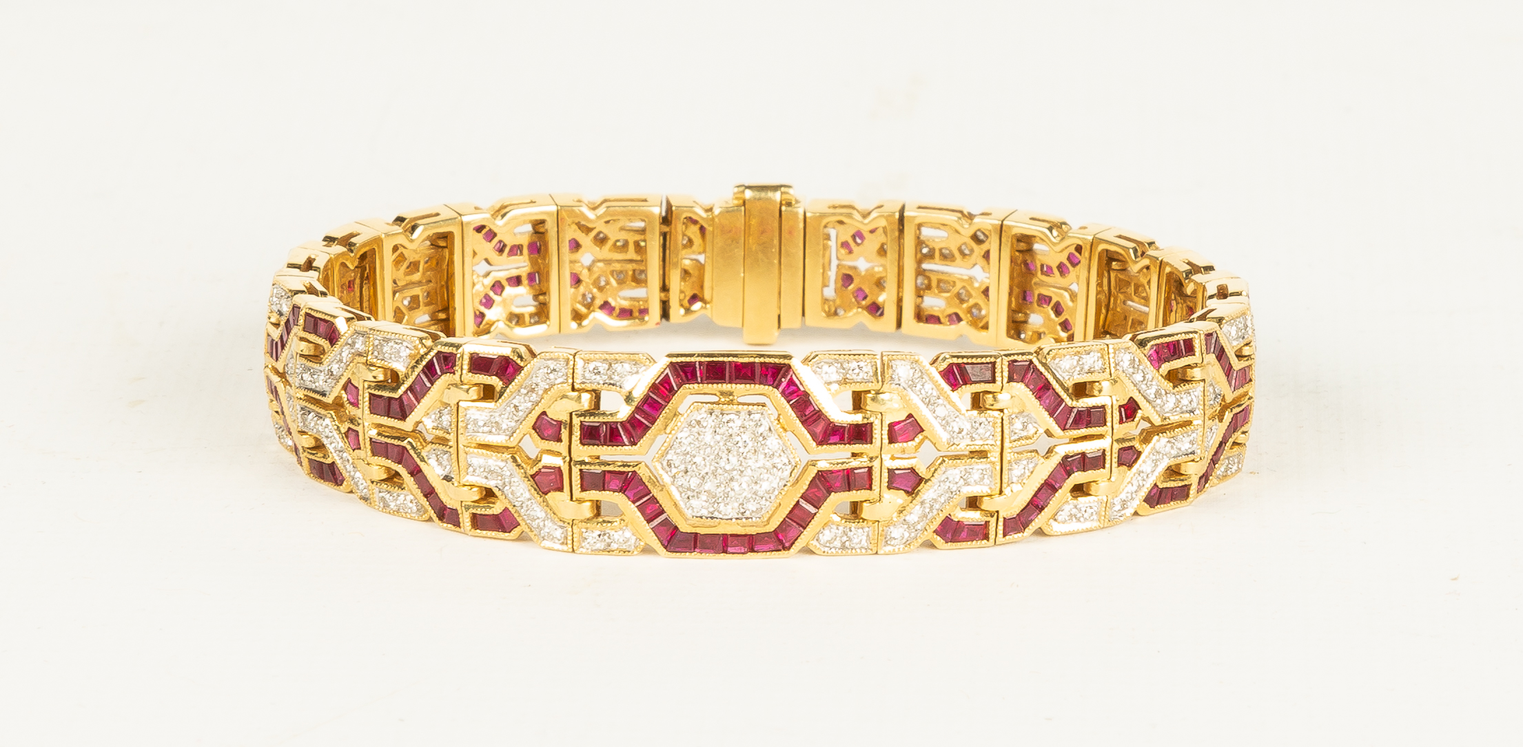 DIAMOND AND RUBY GOLD BRACELET 23.7