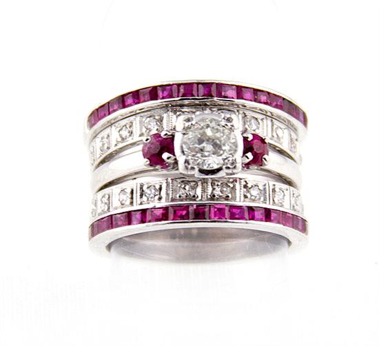 Diamond and ruby ring five