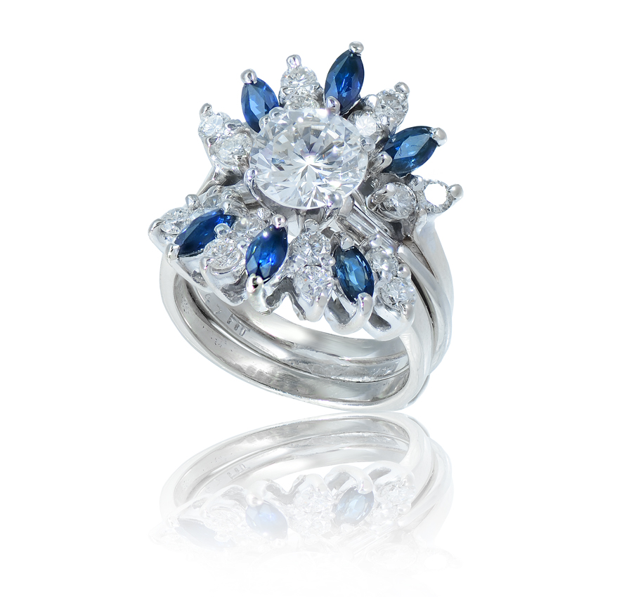 DIAMOND AND SAPPHIRE BRIDAL SET