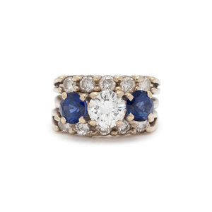 DIAMOND AND SAPPHIRE RING 