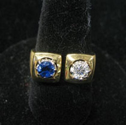 Diamond and sapphire white gold