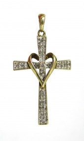 DIAMOND AND TEN KARAT GOLD CRO