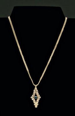 Diamond and topaz pendant, chain: