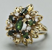 Diamond and tourmaline ring, e