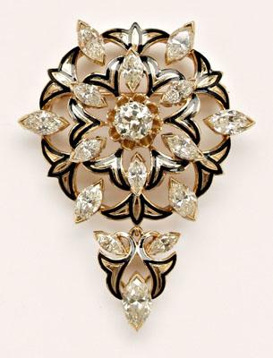 Diamond, black enamel