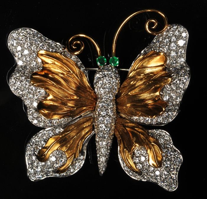 DIAMOND BUTTERFLY WITH EMERALD EYES