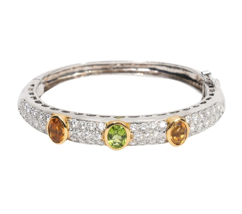 DIAMOND, CITRINE & PERIDOT 18K WG