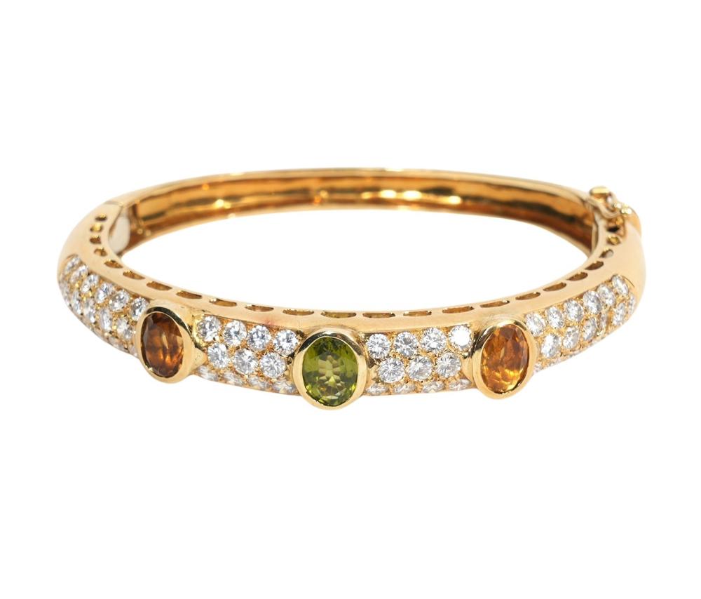 DIAMOND, CITRINE & PERIDOT 18K YG