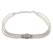 DIAMOND, CULTURED PEARL, 18K C