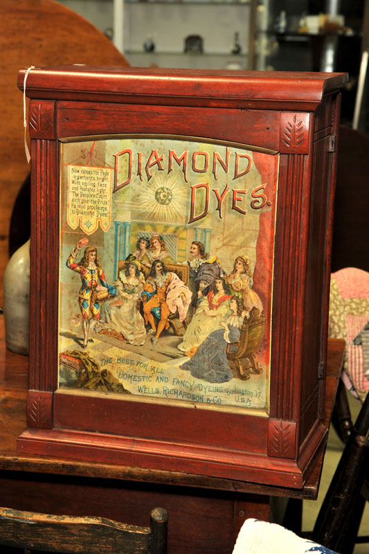 DIAMOND DYE DISPLAY CABINET.