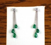 DIAMOND EAR STUDS WITH EMERALD