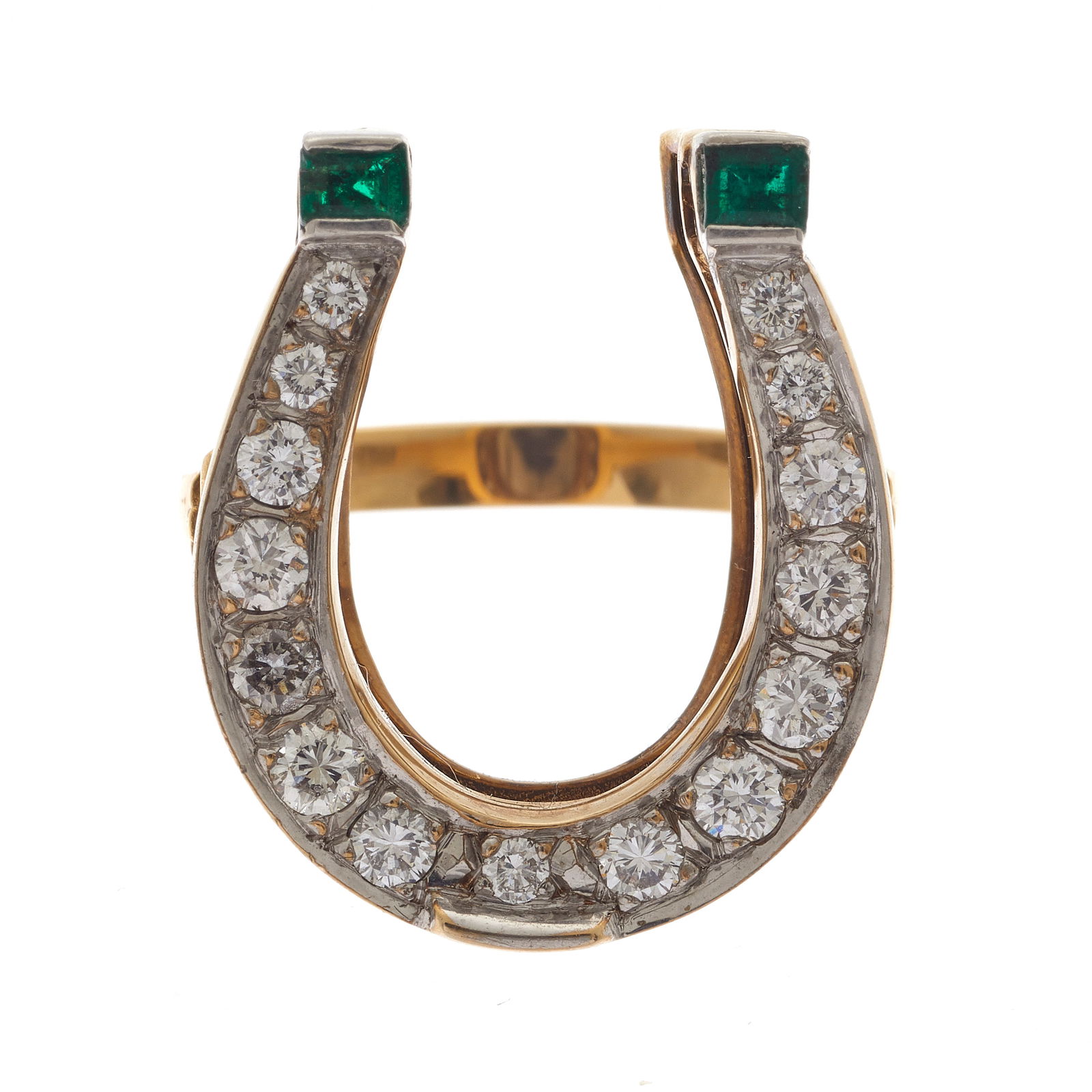 DIAMOND, EMERALD, 14K YELLOW GOLD