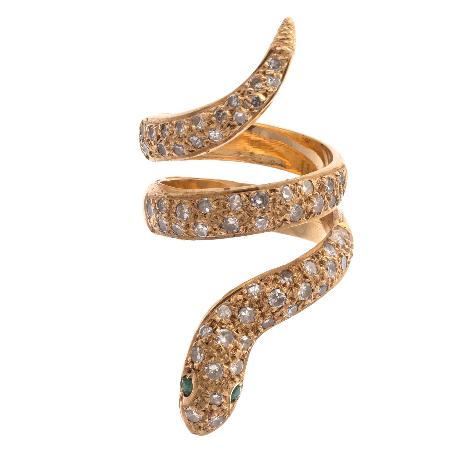 DIAMOND, EMERALD, 18K YELLOW GOLD
