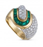 DIAMOND, EMERALD AND 18KT YELL